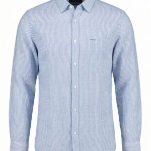 پیراهن آستین بلند لینن راه راه آبی آسمانی اگزیتکس
