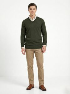 ست کلاسیک نیمه‌رسمی سبز یشمی و کرم نسکافه‌ای