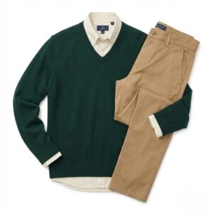 ست کلاسیک نیمه‌رسمی سبز یشمی و کرم نسکافه‌ای