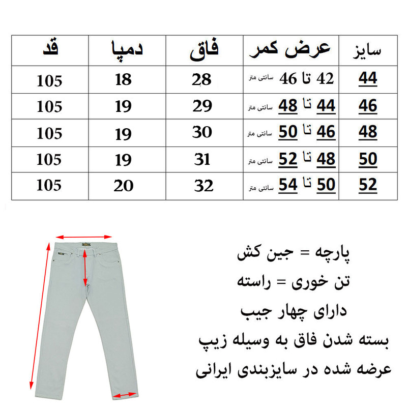 شلوار جین راسته مردانه پارچه کشی ماهور-آبی - تصویر 4