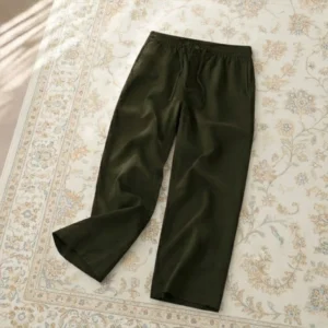 شلوار لینن مردانه نیم بگ خنک و راحت برند H&M - سبز ارتشی