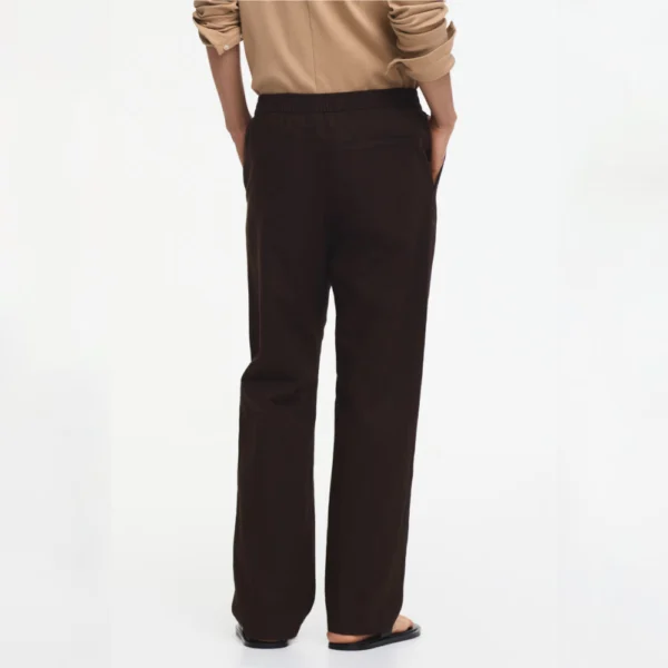 شلوار لینن مردانه نیم بگ خنک و راحت برند H&M - قهوه‌ای - تصویر ۳