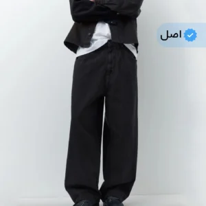 شلوار جین مردانه فول بگ برند Pull&Bear-01 black- مشکی