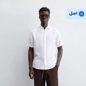 پیراهن آستین کوتاه لینن وارداتی ZARA-سفید
