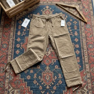 شلوار خنک مردانه کتان کاغذی رگولار pull and bear- نسکافه ای روشن