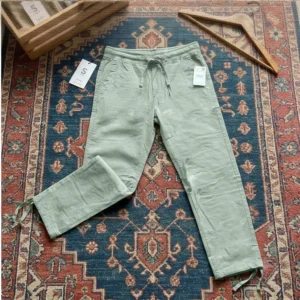 شلوار مردانه خنک کتان کاغذی رگولار Pull and Bear - سبز پسته ای روشن