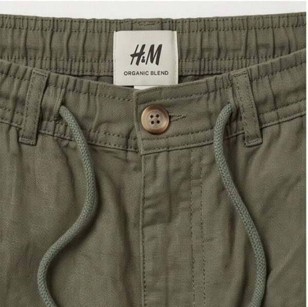 شلوار لینن نیم بگ H&M -سبز ارتشی