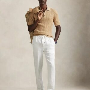 شلوار لینن نیم بگ H&M -سفید