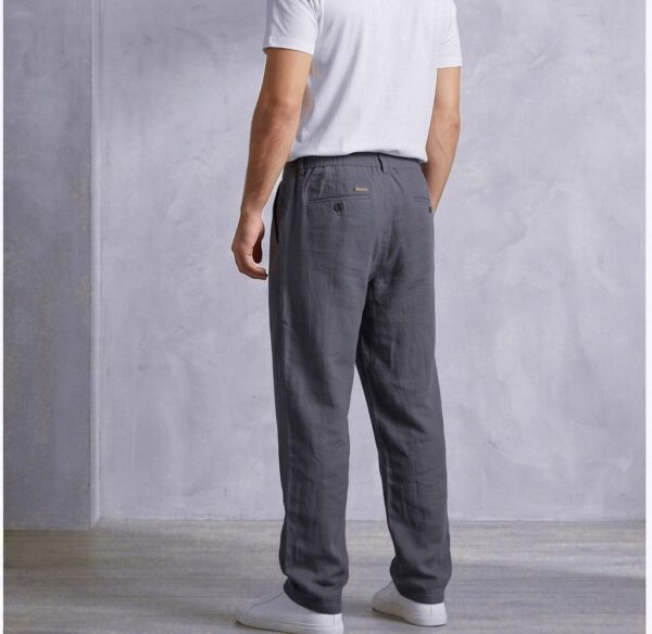 شلوار لینن کمرکش نیم بگ pull and bear طوسی فیلی