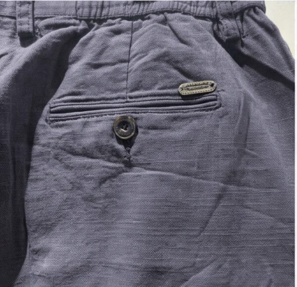 شلوار لینن کمرکش نیم بگ pull and bear طوسی فیلی