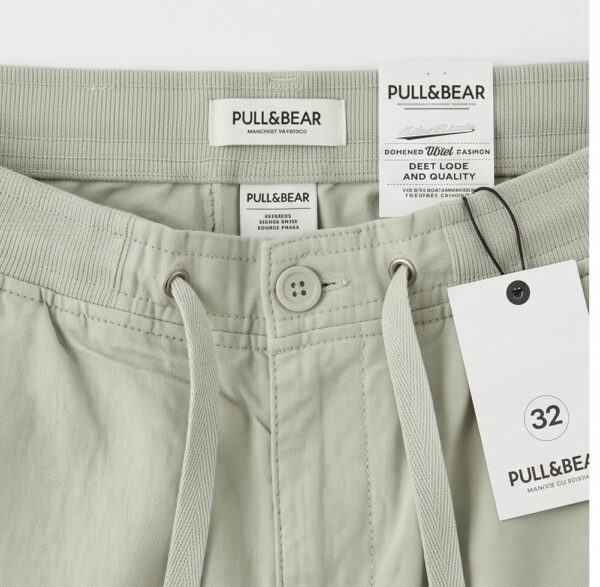 شلوار کتان کاغذی رگولار pull a bear- سبز پسته ای روشن