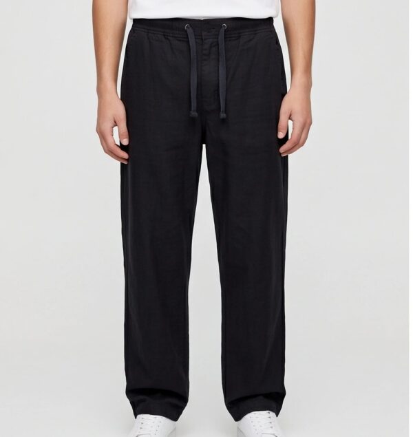 شلوار کتان کاغذی رگولار pull a bear- مشکی