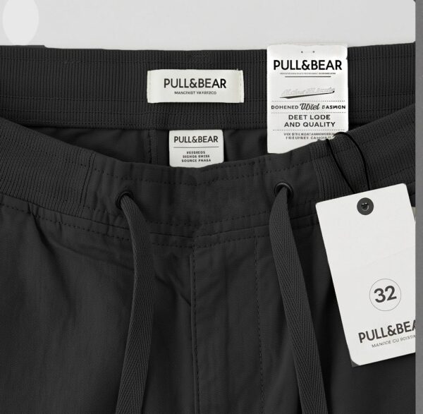 شلوار کتان کاغذی رگولار pull a bear- مشکی