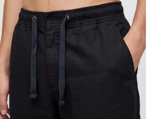 شلوار کتان کاغذی رگولار pull a bear- مشکی