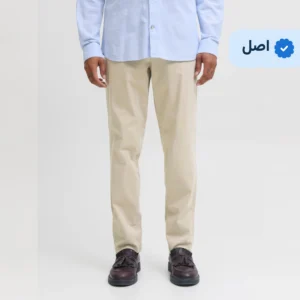شلوار کتان راسته ساده مردانه جک ان جونز _کرم