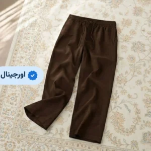 شلوار لینن مردانه نیم بگ خنک و راحت برند H&M – قهوه‌ای