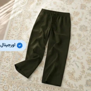 شلوار لینن مردانه نیم بگ خنک و راحت برند H&M - سبز ارتشی
