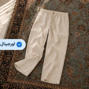 شلوار لینن مردانه نیم بگ H&M – کرم تیره