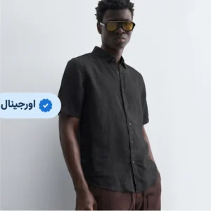 پیراهن آستین کوتاه لینن خنک مردانه برند ZARA- مشکی