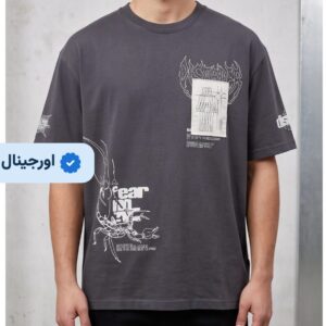 تیشرت طرح دار black-squad رنگ دودی