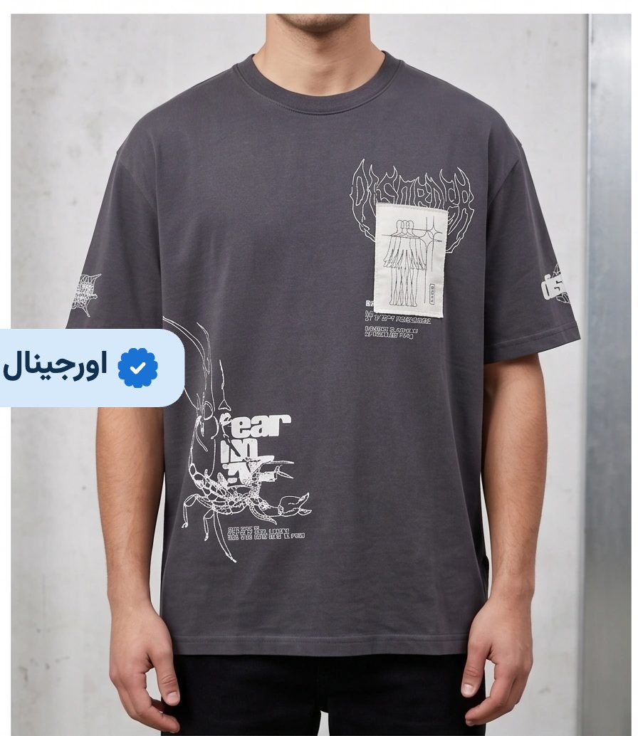 تیشرت باکسی طرح دار وارداتی برند black-squad