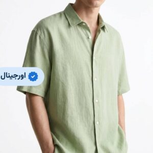 پیراهن آستین کوتاه لینن خنک مردانه برند ZARA- سبز روشن