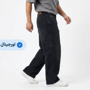 شلوار جین بگ کارپنتر وارداتی برند stradivarius- مشکی دودی