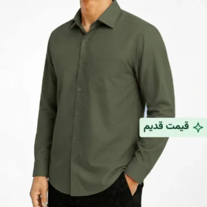 پیراهن کلاسیک مردانه ساده بدون طرح کد ۱۱۳- رنگ زیتونی