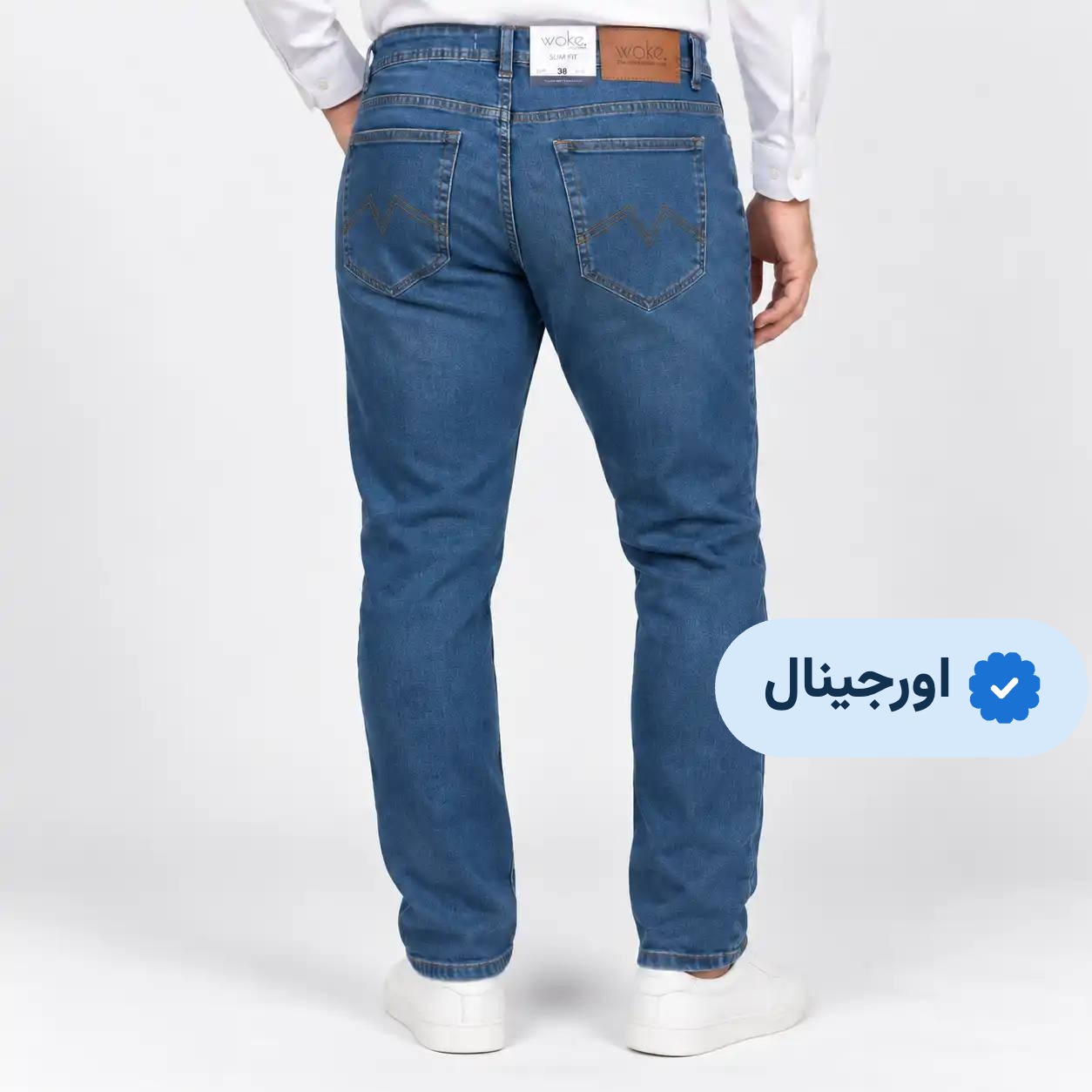 شلوار جین اسلیم فیت مردانه آبی کشی Woke Slim اورجینال