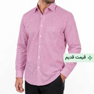 پیراهن کلاسیک مردانه طرح راه راه دیپلمات رنگی ۲ میل کد ۱۱۹- زرشکی
