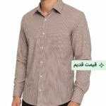 پیراهن کلاسیک مردانه طرح راه راه رنگی سه میل کد ۱۱۷- قهوه‌ای