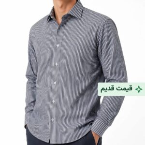 پیراهن کلاسیک مردانه طرح راه راه رنگی سه میل کد ۱۱۷- نوک مدادی