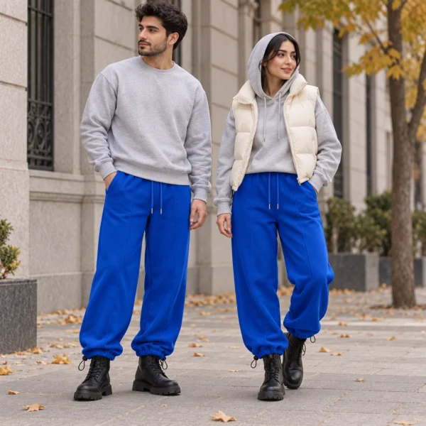 شلوار جاگر آبی کاربنی داخل کرک وارداتی برند Breshka – کد۰۳