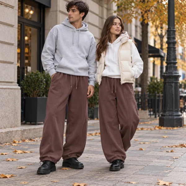 شلوار جاگر قهوه‌ای داخل کرک وارداتی برند Breshka – کد۰۸