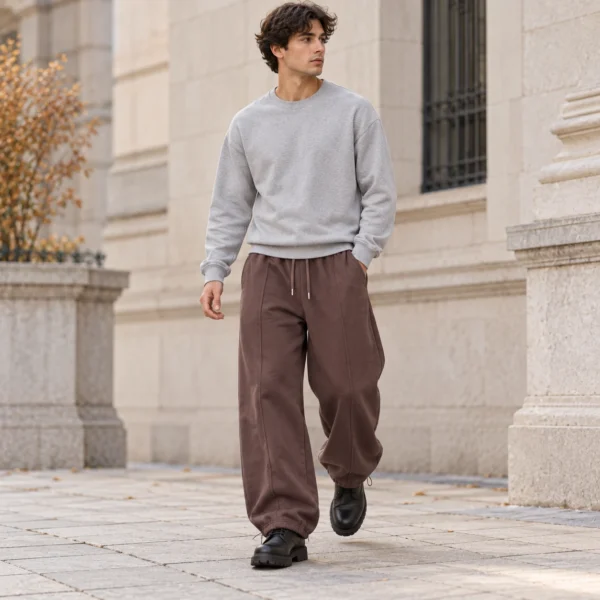 شلوار جاگر قهوه‌ای داخل کرک وارداتی برند Breshka – کد۰۸