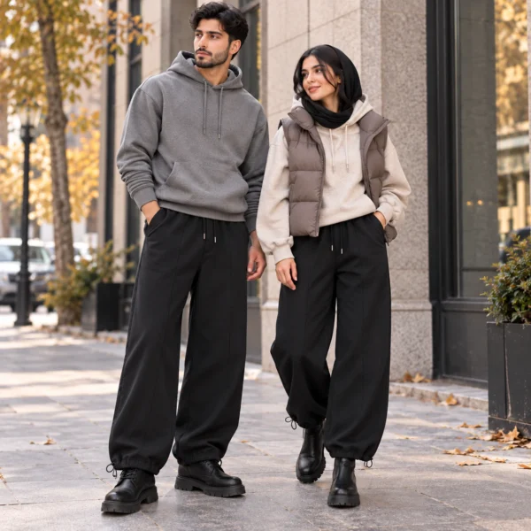 شلوار جاگر مشکی داخل کرک وارداتی برند Breshka – کد۰۴
