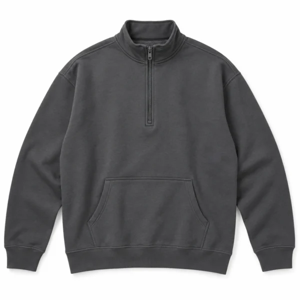 پلیور نیم‌زیپ مردانه ساده ذغالی وارداتی لیورجی – کد۰۲