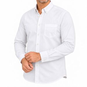 پیراهن مردانه اسپرت آستین بلند ساده سفید