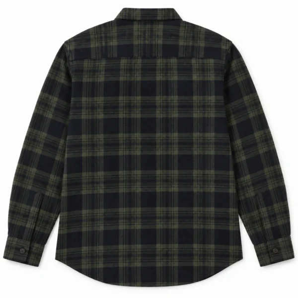 پیراهن پشمی مردانه چهارخانه زیتونی وارداتی برند اچ اند ام H&M – کد۱۱