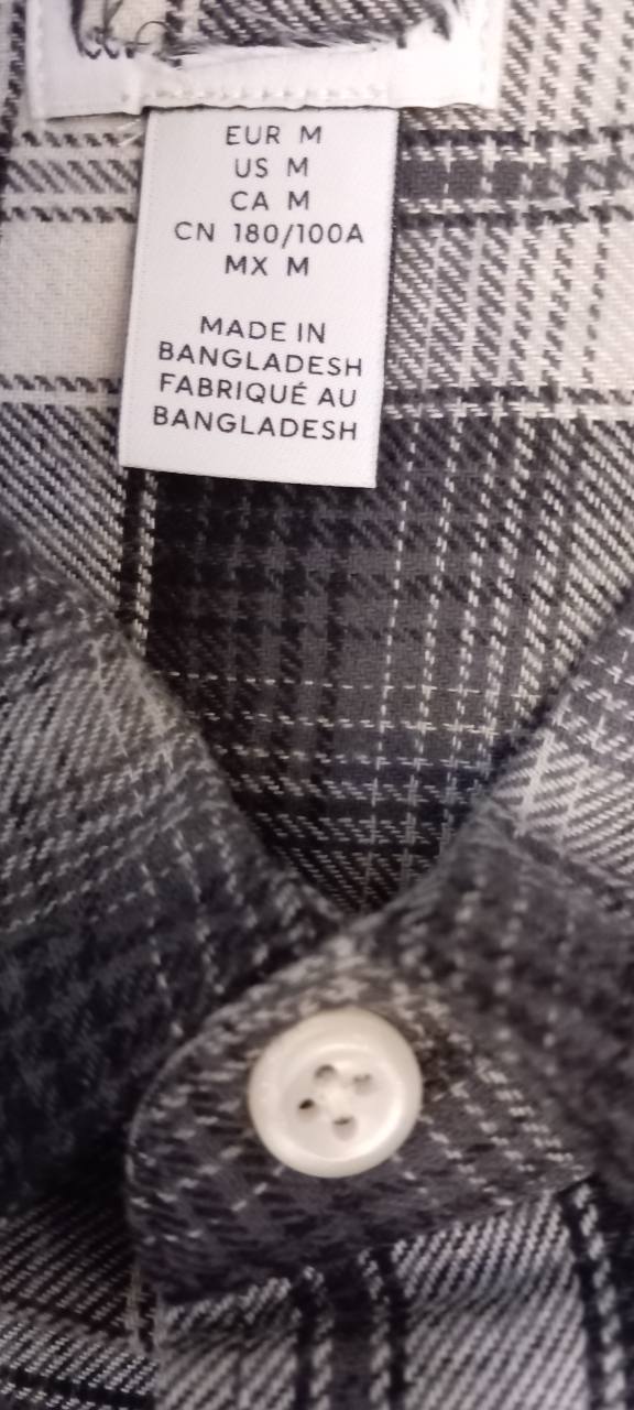 پیراهن پشمی مردانه چهارخانه طوسی مشکی وارداتی برند اچ اند ام H&M – کد۰۸