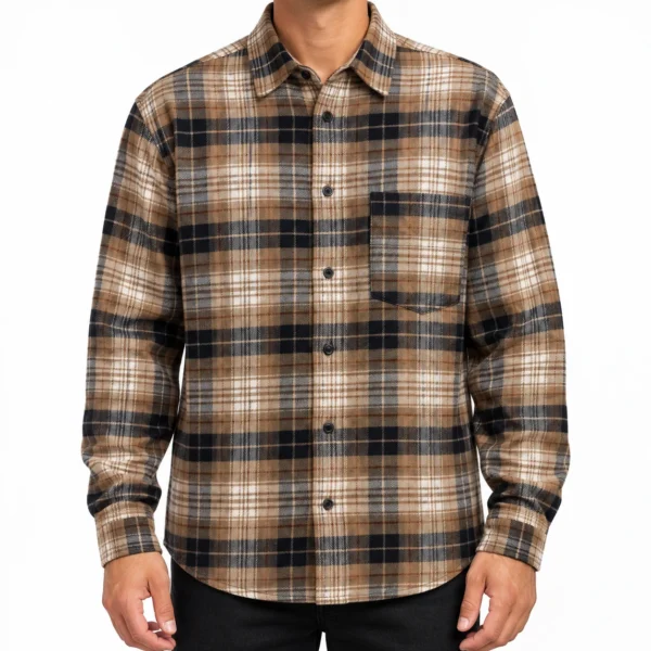 پیراهن پشمی مردانه چهارخانه وارداتی برند اچ اند ام H&M- کد۰۹