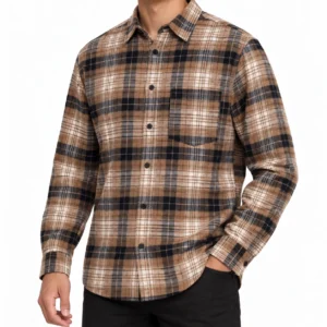 پیراهن پشمی مردانه چهارخانه وارداتی برند اچ اند ام H&M- کد۰۹
