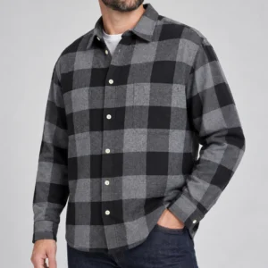 پیراهن پشمی مردانه چهارخانه وارداتی برند اچ اند ام H&M-کد۳۴