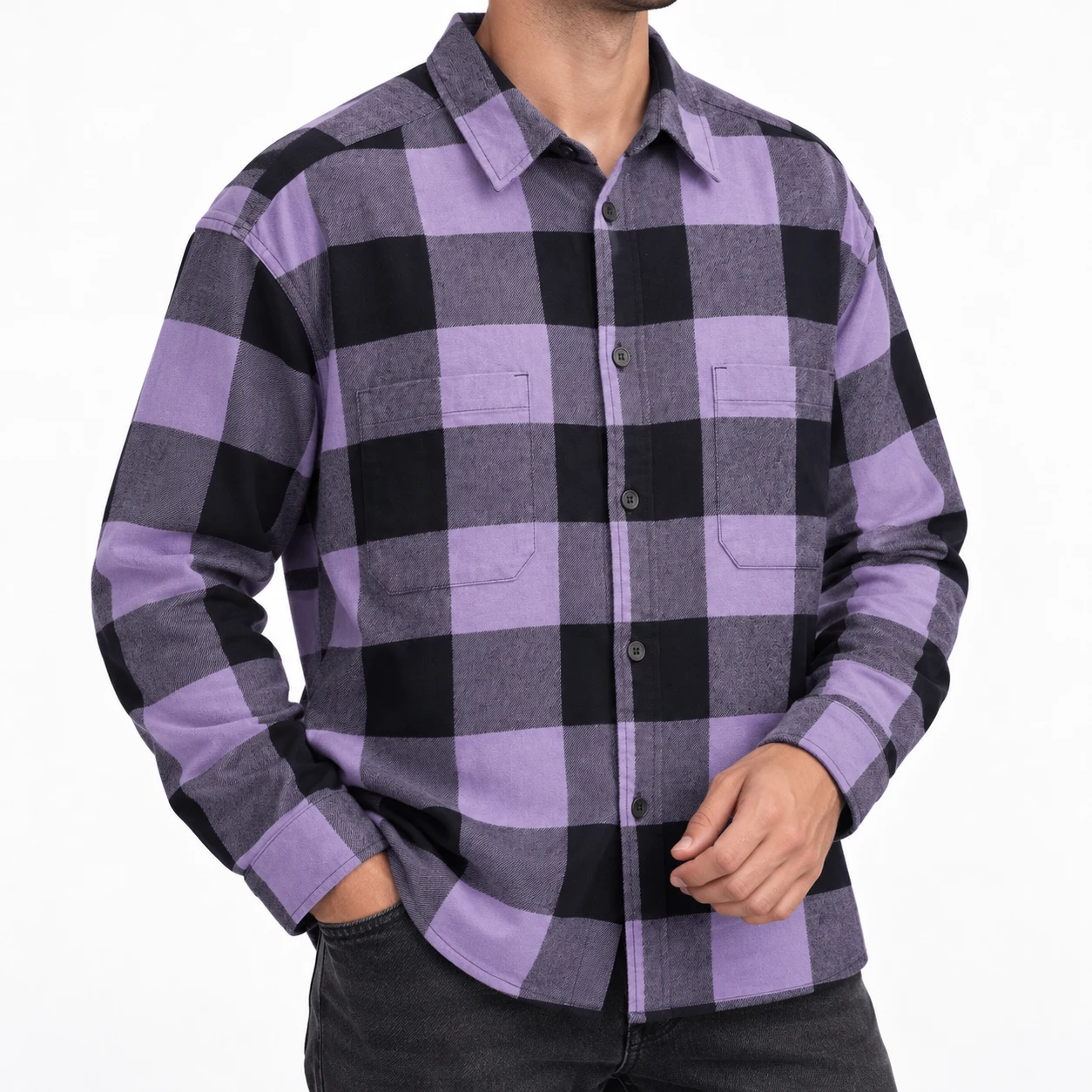 پیراهن پشمی مردانه چهارخانه وارداتی برند اچ اند ام H&M – کد۰۳