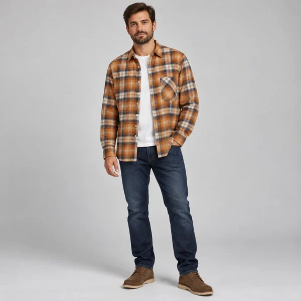 پیراهن پشمی مردانه چهارخانه وارداتی برند اچ اند ام H&M – کد۱۲