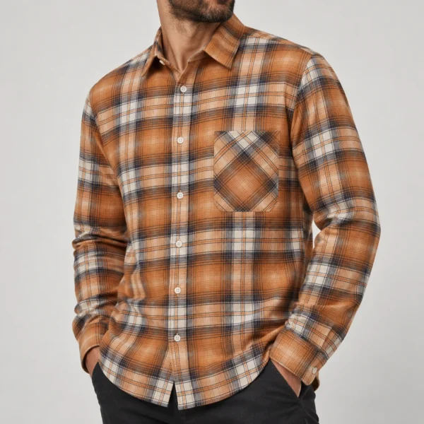 پیراهن پشمی مردانه چهارخانه وارداتی برند اچ اند ام H&M – کد۱۲