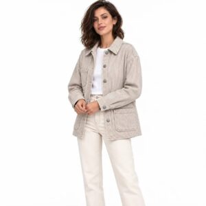 کت کتان جین راه راه zara