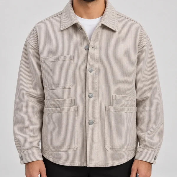 کت کتان جین راه راه zara
