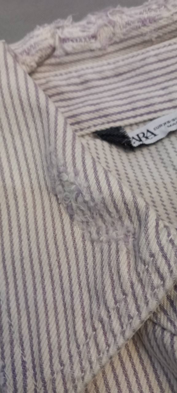 کت کتان جین راه راه zara